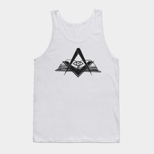 Masonic compasses with book and all-seeing eye black design Tank Top